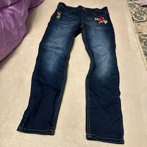 beautiful flowery denim jeans